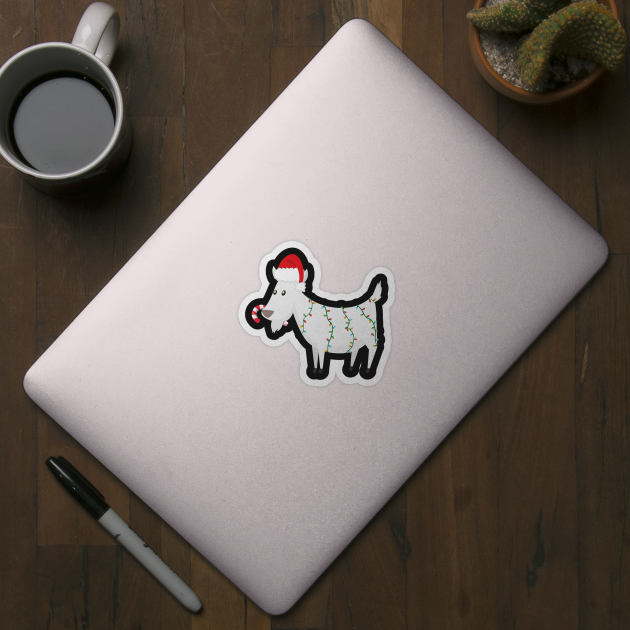 Funny Christmas Goat Wearing Santa Hat With Candy Cane by GDLife